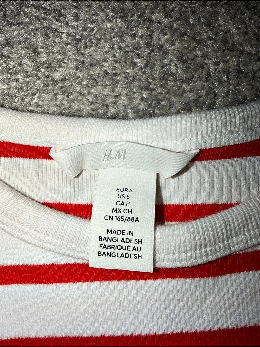 H&M Ribbed Crop Tank Top Striped White & Red Small Like New - Picture 2 of 2